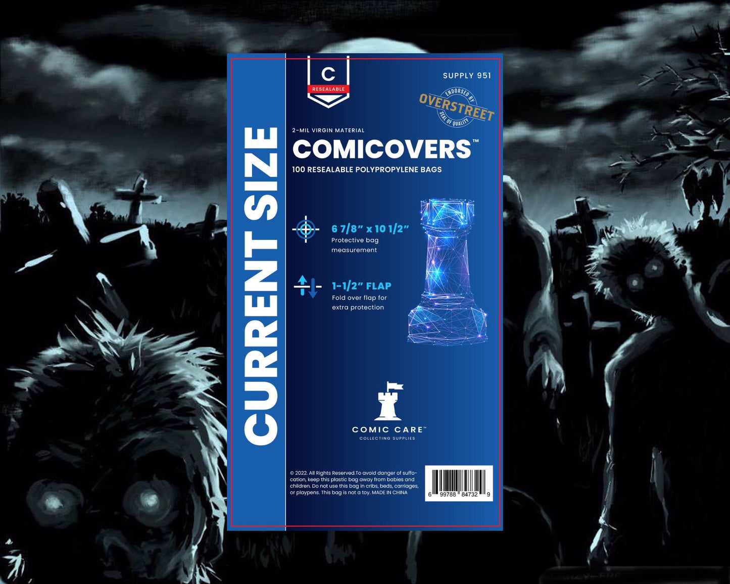 ComiCovers Current Polyethylene Comic Book Bags 6-7/8 x 10 1/2 Plus 1  1/2 Flap